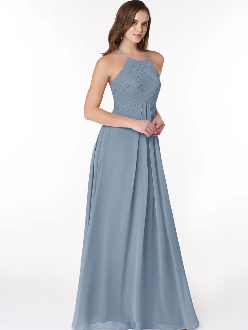Azazie Ginger Bridesmaid Dress – Dusty Blue – Size A6/A8